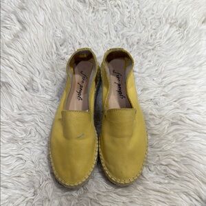 Free People Yellow Laurel Canyon Leather ‎ Espadrille Flats Size 36 EU 5.5-6 US